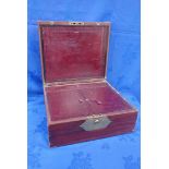 A WILLIAM IV TRAVELLING WRITING BOX, WITH SILVER INKWELL AND SILVER LIDDED BOX
