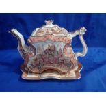 A BURGESS & LEIGH INDIAN EMPIRE SCENE TEAPOT WITH STAND
