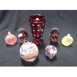 A COLLECTION OF RUBY AND OTHER COLOURED GLASS