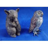 A COLD-PAINTED BRONZE OWL
