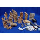 A GROUP OF EUROPEAN CARVED WOOD CRIB FIGURES