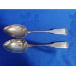 A PAIR OF SCOTTISH SILVER SERVING SPOONS