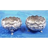 A PAIR OF INDIAN SILVER SALTS