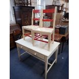 A 19TH CENTURY KITCHEN TABLE WITH TWO DRAWERS