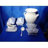 A COLLECTION OF VICTORIAN BLUE AND WHITE SERVING DISHES