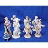 FOUR MEISSEN CERAMIC FIGURES