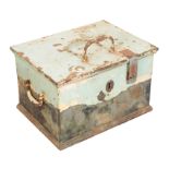 A 19TH CENTURY PAINTED CAST-IRON STRONG BOX