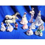 A COLLECTION OF COALPORT AND ROYAL DOULTON FIGURINES