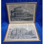TWO FRAN. MORELLI ENGRAVINGS OF THE COLOSSEUM AND TREVI FOUNTAIN