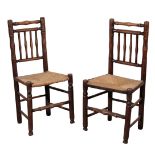 TWO LANCASHIRE TYPE ASH AND ELM SPINDLE BACK SIDE CHAIRS