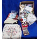 A COLLECTION OF FABRICS AND SEWING ITEMS