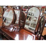 AN ARCHED-TOP MAHOGANY FRAMED DRESSING MIRROR