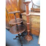 A GEORGE III STYLE MAHOGANY THREE-TIER DUMB WAITER