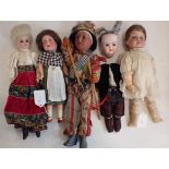 A COLLECTION OF BISQUE AND COMPOSITION HEAD DOLLS