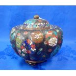 JAPANESE CLOISONNE GOURD SHAPE VASE AND COVER