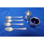 FOUR SILVER COFFEE SPOONS, A PEPPERETTE