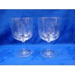 A PAIR OF LARGE ARMORIAL ENGRAVED GLASSES