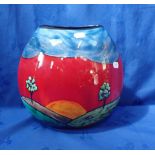 S.WHITEHEAD FOR POOLE POTTERY, A SUNRISE PURSE VASE