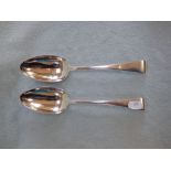 A PAIR OF SILVER SERVING SPOONS