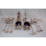 A SILVER CRUET SET