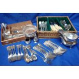 A COLLECTION OF SILVER-PLATED FLATWARE