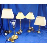 A PAIR OF SPIRAL-STEM BRASS CANDLESTICK LAMPS