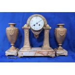 AN EARLY 20TH CENTURY FRENCH CLOCK GARNITURE