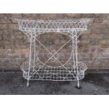 A VICTORIAN WIREWORK TWO-TIER PLANT STAND