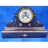 A VICTORIAN SLATE AND MARBLE CASED CLOCK