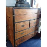 A 19TH CENTURY CAMPHORWOOD CAMPAIGN SECRETAIRE CHEST