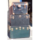 A VICTORIAN CANVAS COVERED DOMED TRUNK