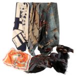 A COLLECTION OF VINTAGE SCARVES AND A SHAWL