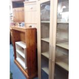 A PAIR OF PINE OPEN BOOKCASES
