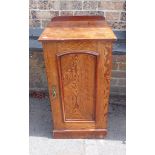 A VICTORIAN FIGURED PITCH PINE BEDSIDE POT CUPBOARD