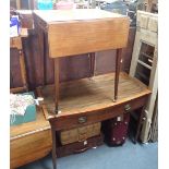 AN EDWARDIAN MAHOGANY AND BOXWOOD STRUNG SIDE TABLE