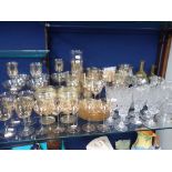 A PART SUITE OF FINE AMBER COLOURED GLASSWARE