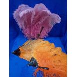 A FAUX TORTOISESHELL AND OSTRICH FEATHER FAN