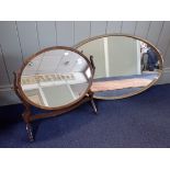 A GEORGE III STYLE DRESSING MIRROR WITH OVAL PLATE