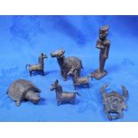 A COLLECTION OF BENIN STYLE BRONZE ANIMALS