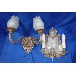 TWO GILDED ROCOCO STYLE WALL LIGHTS