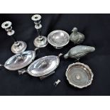 A PAIR OF 19TH CENTURY SILVER-PLATED SAUCE TUREENS