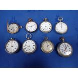 EIGHT LATE 19TH CENTURY/EARLY 20TH CENTURY POCKET WATCHES