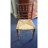 A WILLIAM MORRIS STYLE RUSH-SEATED SIDE CHAIR