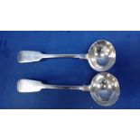 A PAIR OF VICTORIAN SILVER FIDDLE PATTERN LADELS
