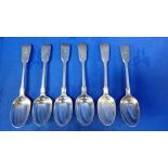 A SET OF SIX VICTORIAN SILVER FIDDLE TEA SPOONS