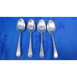 A SET OF FOUR VICTORIAN SILVER OLD ENGLISH PATTERN DESERT SPOONS