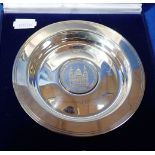 A SILVER COMMEMORATIVE MARRIAGE DISH TO PRINCE OF WALES AND LADY DIANA SPENCER