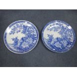 A PAIR OF JAPANESE BLUE AND WHITE DISHES