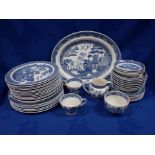 A COLLECTION OF WEGWOOD WILLOW PATTERN DINNER WARE