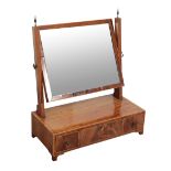 A GEORGE III FIGURED MAHOGANY TOILET MIRROR